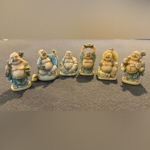 Feng Shui Laughing Happy Fat Buddha Figurine Statue Set of 6